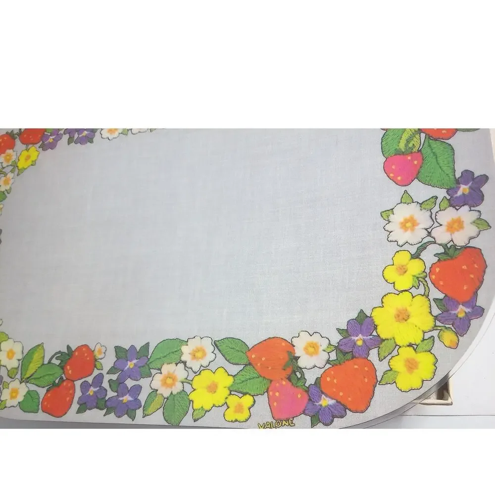Vintage 70s Bright of America Strawberry Placemats Set 6 Retro Cottagecore New